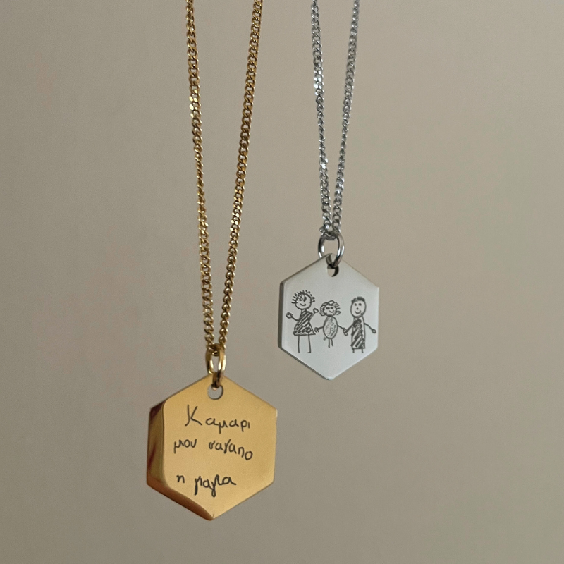 handwriting/drawing necklace