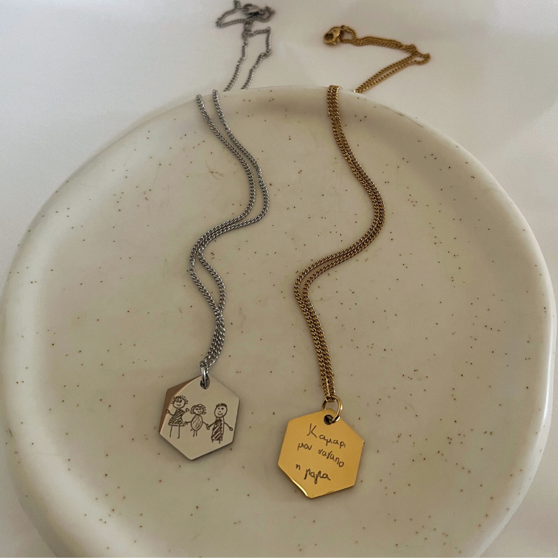 handwriting/drawing necklace