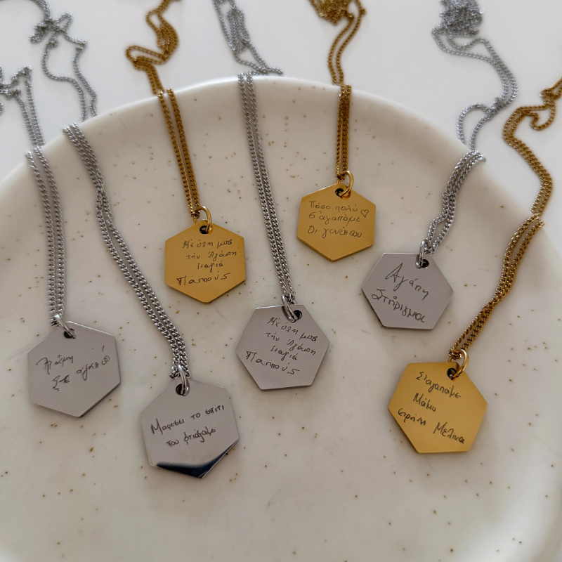 handwriting/drawing necklace